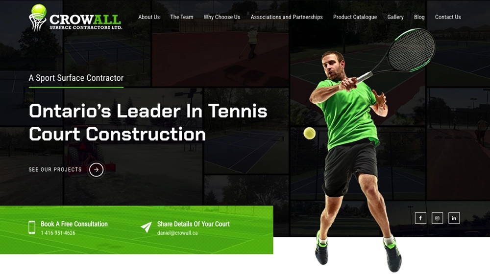 crowall tennis courts website design